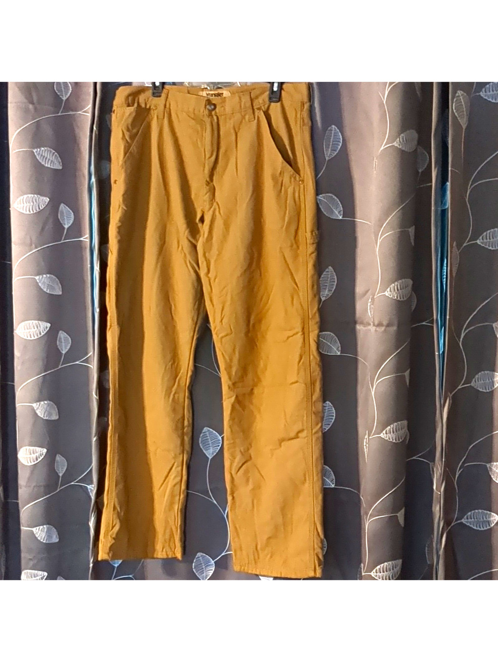 Wrangler Authentics Mens Fleece Lined Carpenter Pants Tan Canvas 34x32 NWT